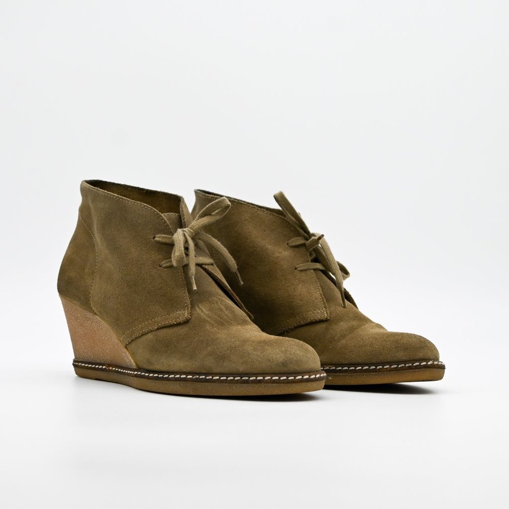 J. CREW Macalister Suede Wedge Ankle Boots Tan - Picture 2 of 6
